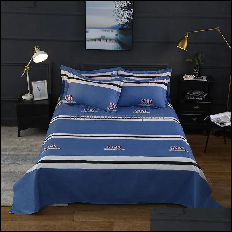 Sheets & Sets Dark Color ABC King Size Bed Sheet With Case Single Double Queen Flat Bedding F0152