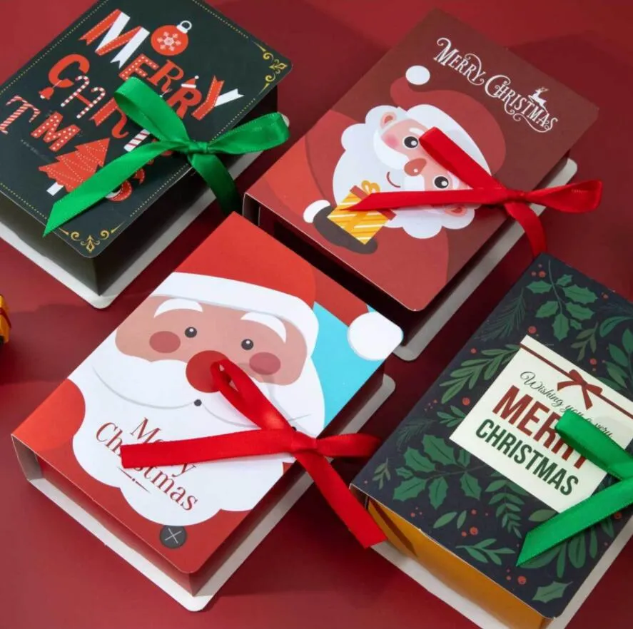 DIY Caja de regalo de Navidad Forma de libro Bolsa de dulces de Navidad Caja de regalo de Papá Noel Fiesta de Año Nuevo Decoración de Navidad DHL