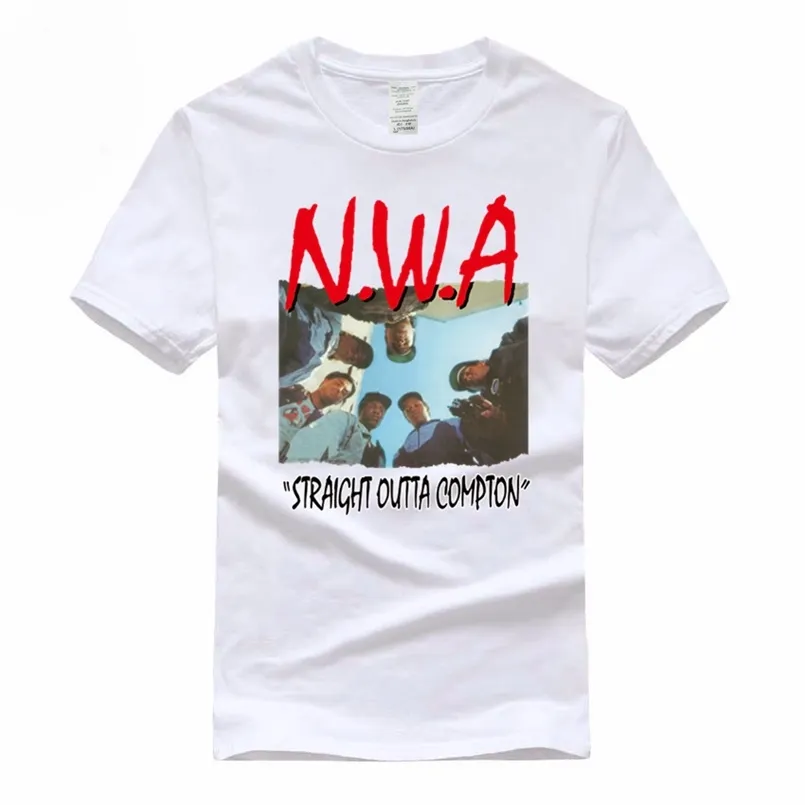 NWA مستقيم Outta Compton Euro Size 100٪ قطن تي شيرت الصيف عارضة الرقبة شيرت للرجال والنساء GMT300003 210707