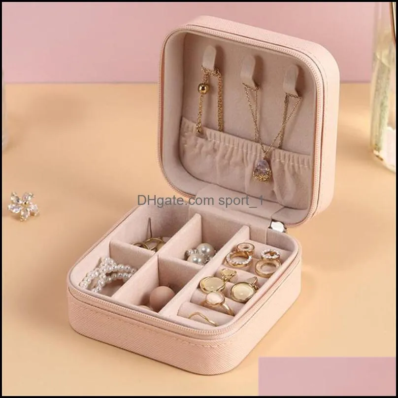 Jewelry Box Portable Travel Storage Boxes Organizer PU Leather Display Cases for Necklace Earrings Ring Jewellery Holder Case