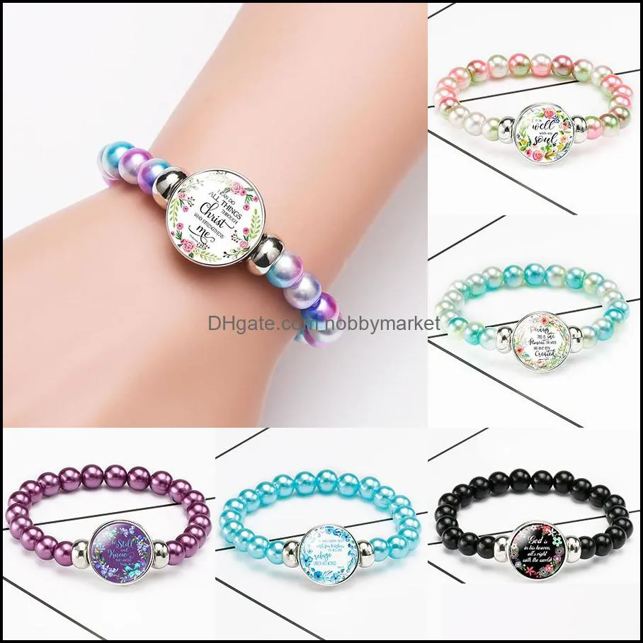 Perlen, Stränge Armbänder Schmuck Religion Christliche Schrift Armband Für Frauen Männer Katholischen Acryl Rosenkranz Perlen Ketten Armreif Bibel Vers