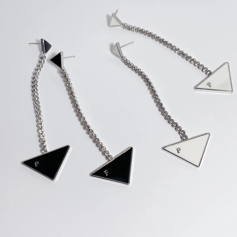 Frauen Dreieck Brief Stud Ohrring Lange Quaste Ohrringe mit Stempel Mode Schmuck Zubehör für Geschenk Party