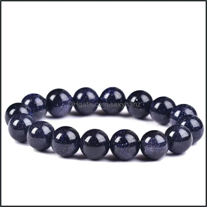 Planet Blue Sand Yoga Bracelet For Women Natural Stone Universe Beads Men Elastic Chakra Healing Energy Jewelry Beaded, Strands