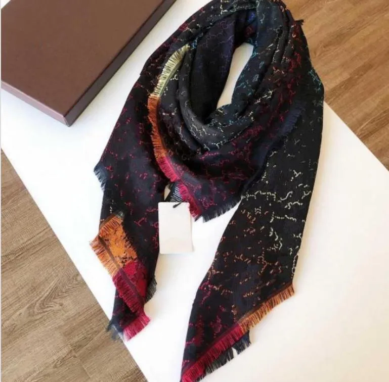 Lenço de seda de lã de designer para mulheres de alta qualidade colorido senhoras xales de inverno cachecóis Pashmina moda anel longo 140x140 cm presente Dropship A336