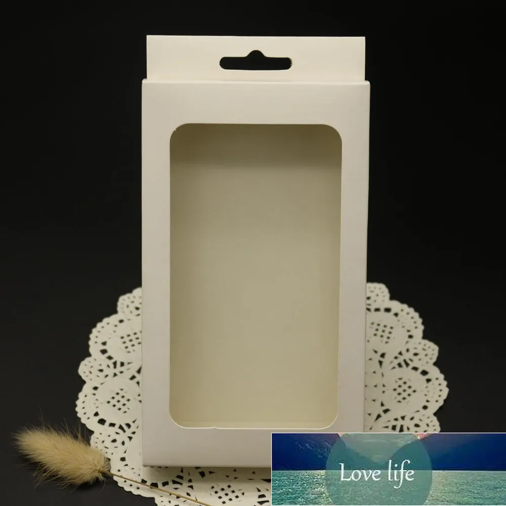 Emballage en papier Kraft blanc pour produits électroniques, 30 pièces/lot, 3x10x12cm, boîte à trous de suspension, cadeau pour écouteurs, emballage en carton, boîte à fenêtre