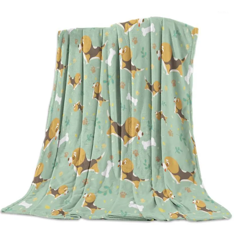 Couverture de flanelle en os de chien de compagnie, dessin animé mignon, couverture douce et chaude en microfibre pour lits, articles de canapé de bureau