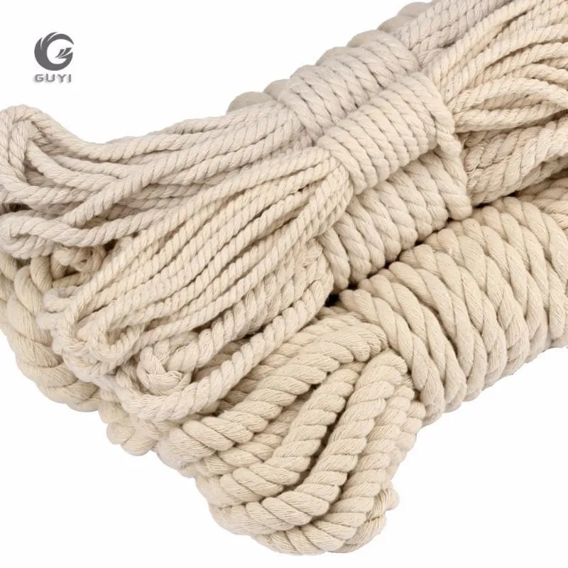 Garn 5-20mm Bomull Rope Natural Color Cord DIY Macrame Handgjorda Hem Dekorativ String 10m / Lot1