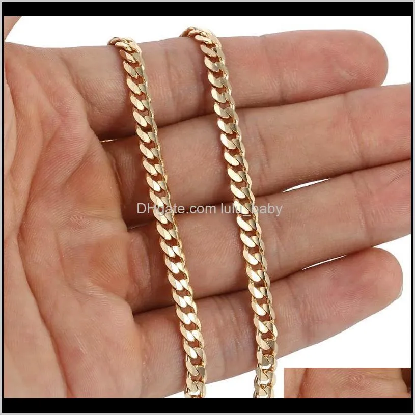 Trendsmax Men`s Cuban Link Chain Necklace Gold Filled Chain Necklace Gift For Men Hiphop Wholesale Jewelry 4.5mm 50cm 60cm GN4381