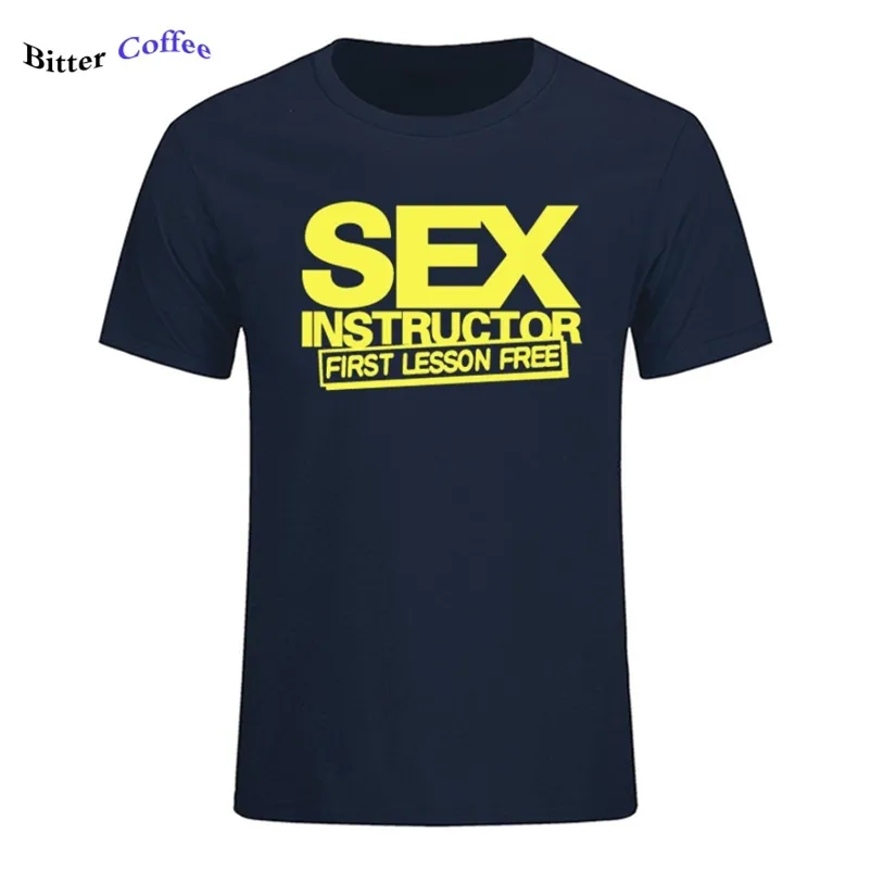 Instructeur de sexe drôle créatif hommes hommes t-shirt nouveauté à manches courtes O cou coton T-shirt style décontracté haut t-shirt grande taille 210726