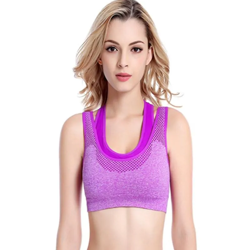 Shockproof Sports Bras for Women, Fake 2-Piece Underwear, Double