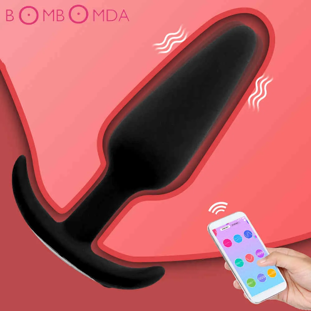 Vibratore di controllo a lunga distanza Bluetooth APP Butt Plug Telecomando Plug anale Massaggio prostatico Figa Giocattolo del sesso Prodotto adulto del sesso Q0320