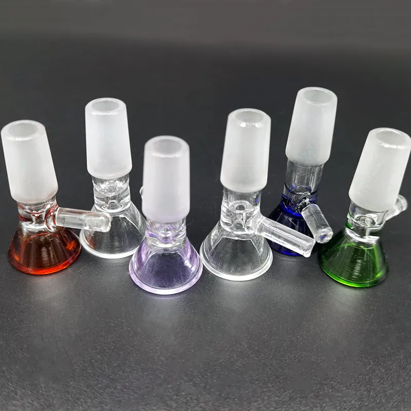 QBsomk Bol En Verre Épais Pour Narguilé 14mm 18mm Mâle Couleur Entonnoir Bols Fumer Pièce Outil Pour Tabac Bong Huile Dab Rig Brûler Des Conduites D'eau