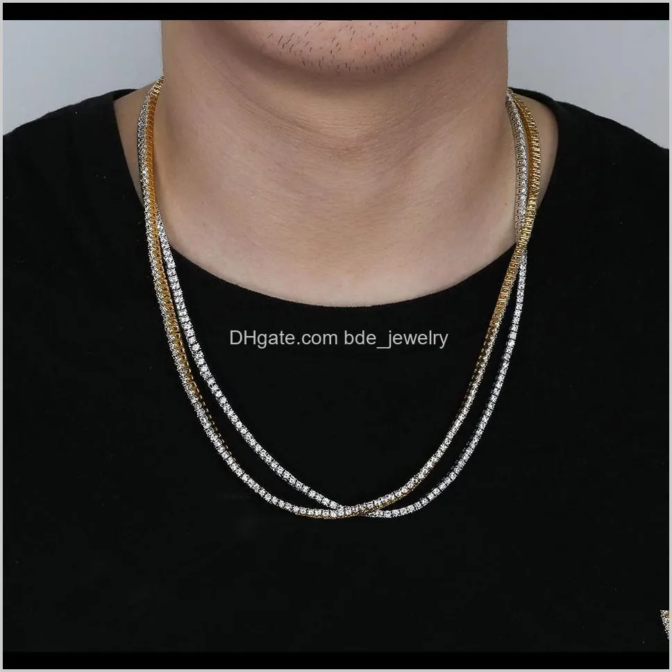 18k gold plated iced out cz cubic zircon hip hop tennis necklace chains 5 6 mm full diamond rapper jewelry gifts for boys and men