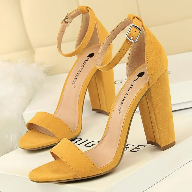 Dress Shoes 2021 Sexy High Heels Women Pumps Comfort Block Ladies Buckle Female Sandals