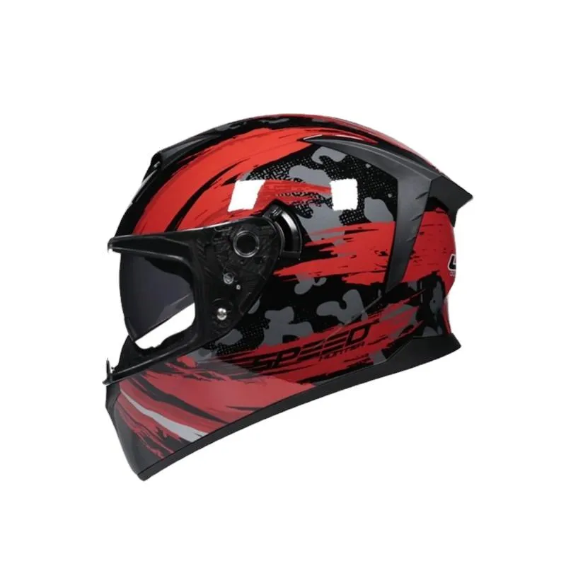 Motorfiets helmen Volledige gezichtshelm stip goedgekeurde veiligheid met anti-mist dubbele visors