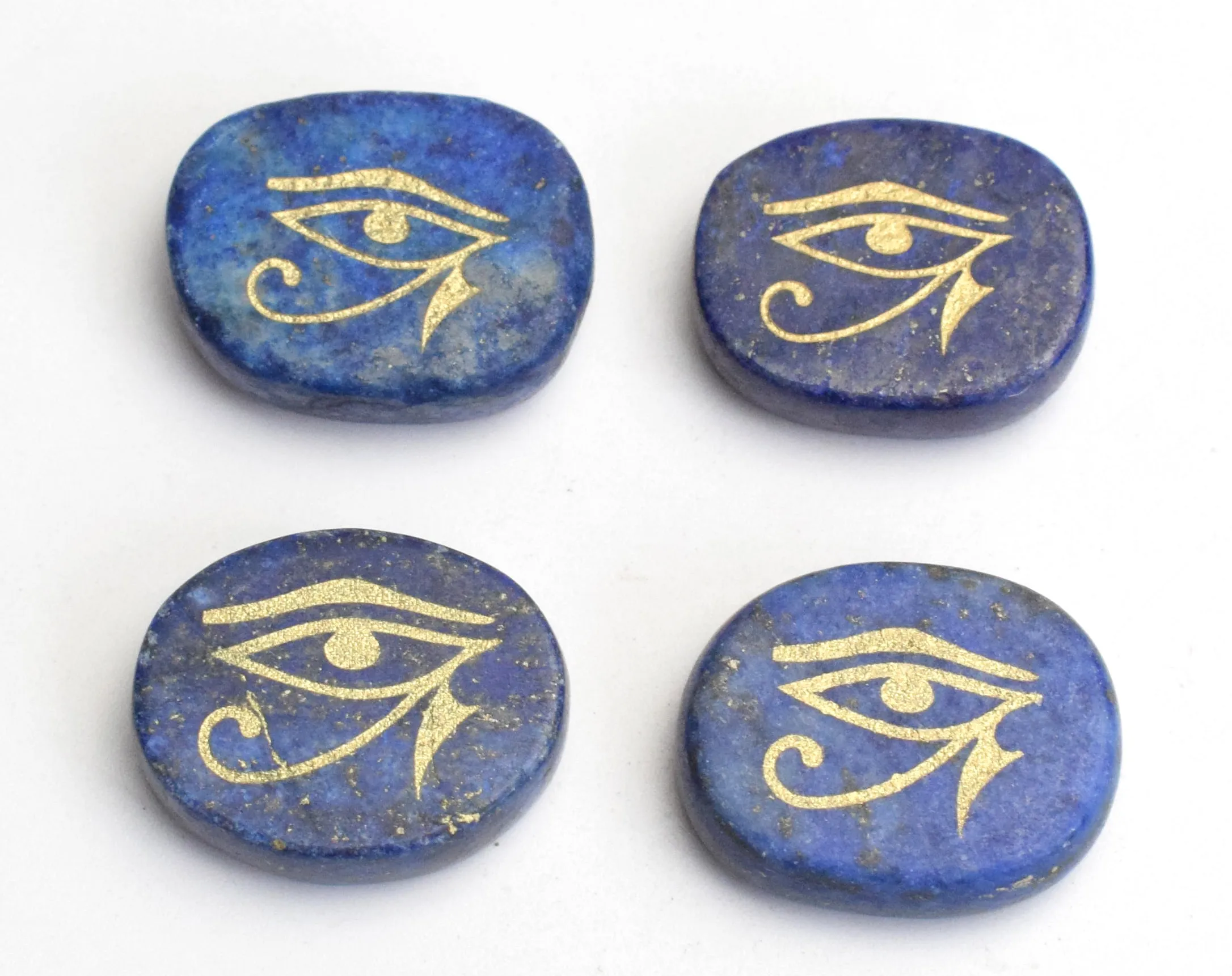 4 Pièces Naturel Chakra Améthyste Lapis Pierre Oeil de Tigre Gravé Cristal Reiki Guérison Oudjat Oeil Amulette Symboles de la Religion Égyptienne Ancienne