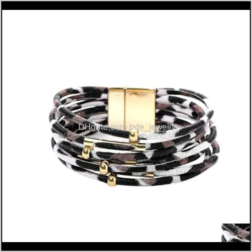 daily accessories magnetic clasp party round travel women bracelet gift multilayer dating leopard bar ktv pu leather cuff