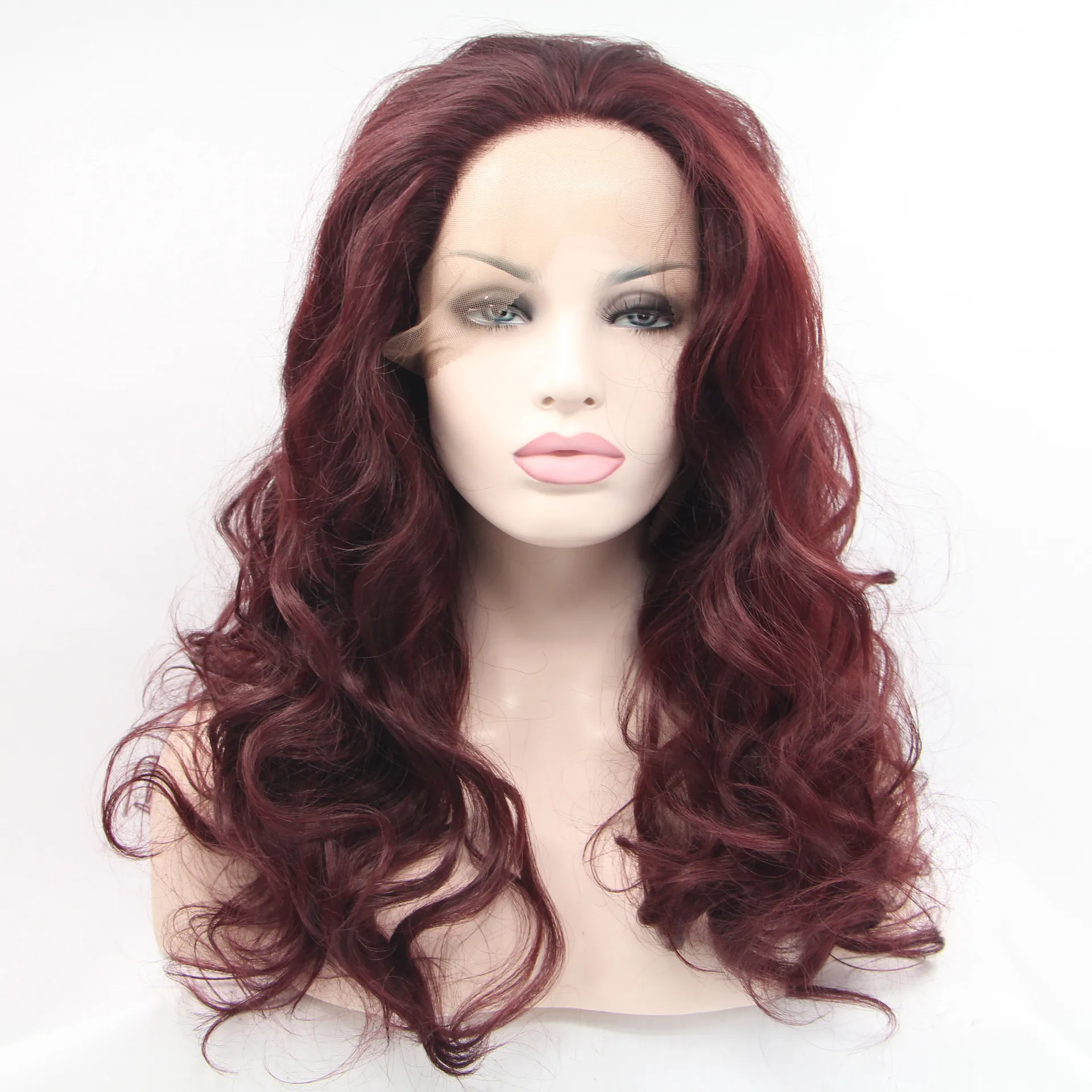 2021 Nova Moda Moda Europeia e Americana Tendência Monocromático Moda Temperamento Cabelo Longo Half Half Hand Gancho Frente Lace Chemical Wig