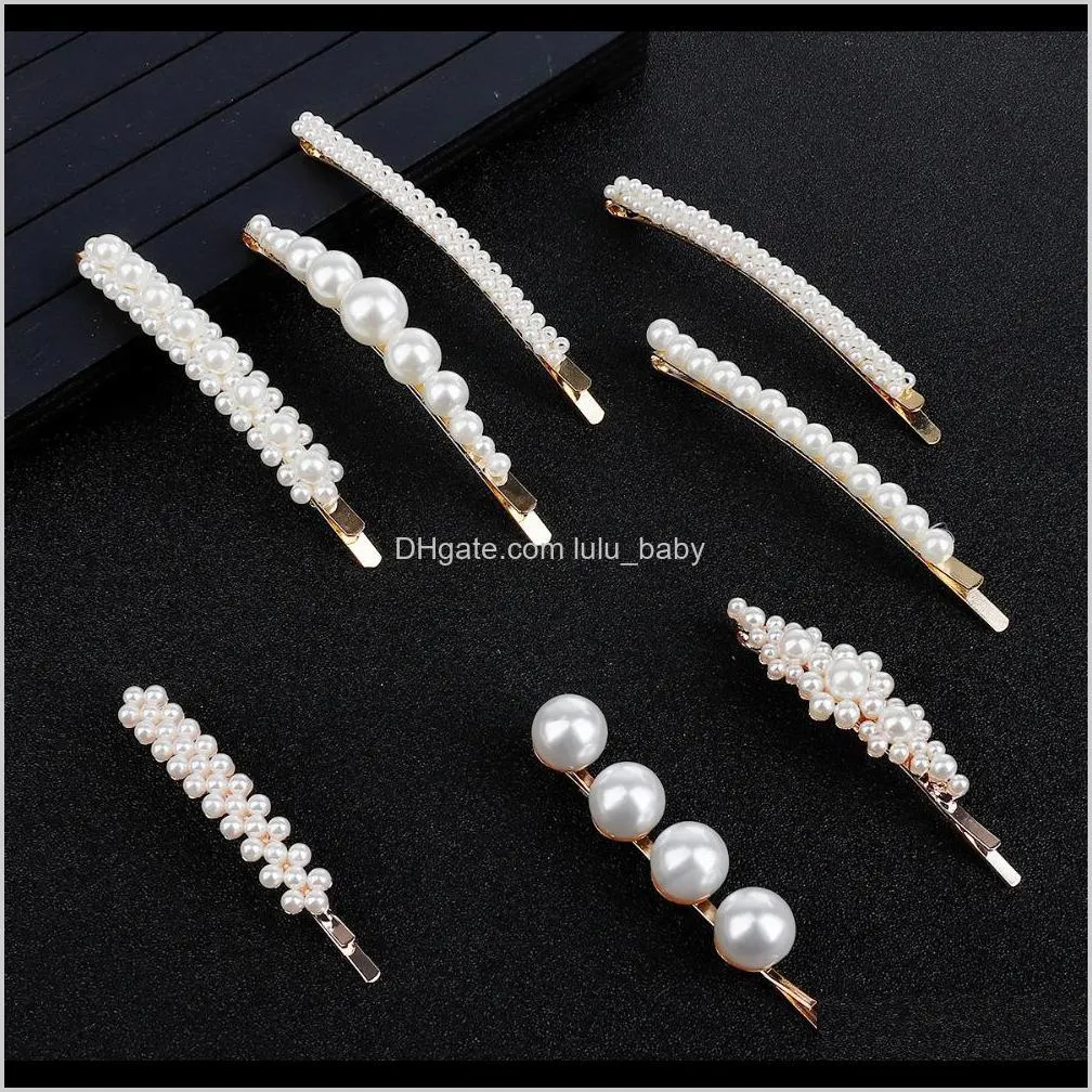 2019 new fashion 1pc faux pearl hairpin hair side clip women headwear decoration hair accessories gift metal