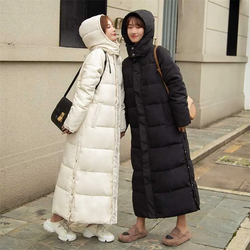 Down Cotton Clothing Women Winter Korean X-Long till Ankel BF Loose Outwear Parkas Coat 211018