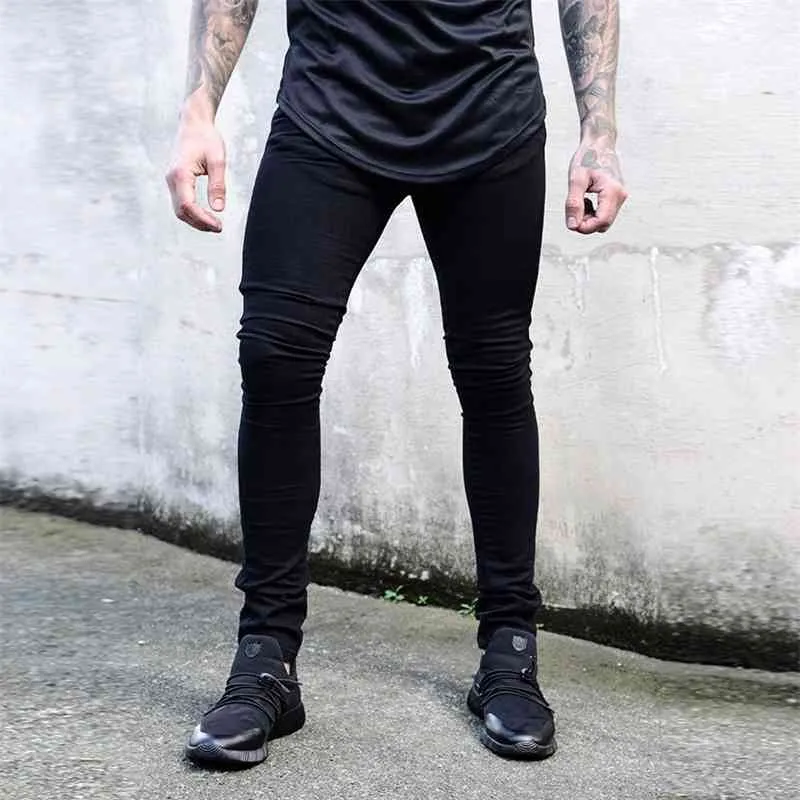 Skinny jeans erkek siyah sokak kıyafeti klasik hip hop streç kot ince fit moda bisikletçi tarzı sıkı damla kot pantolon S913272m