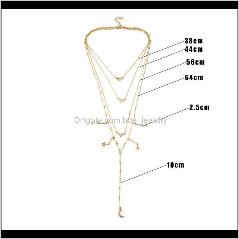 bohemian star crystal heart choker necklace for women gold tassel necklace pendant fashion chocker female jewelry gift