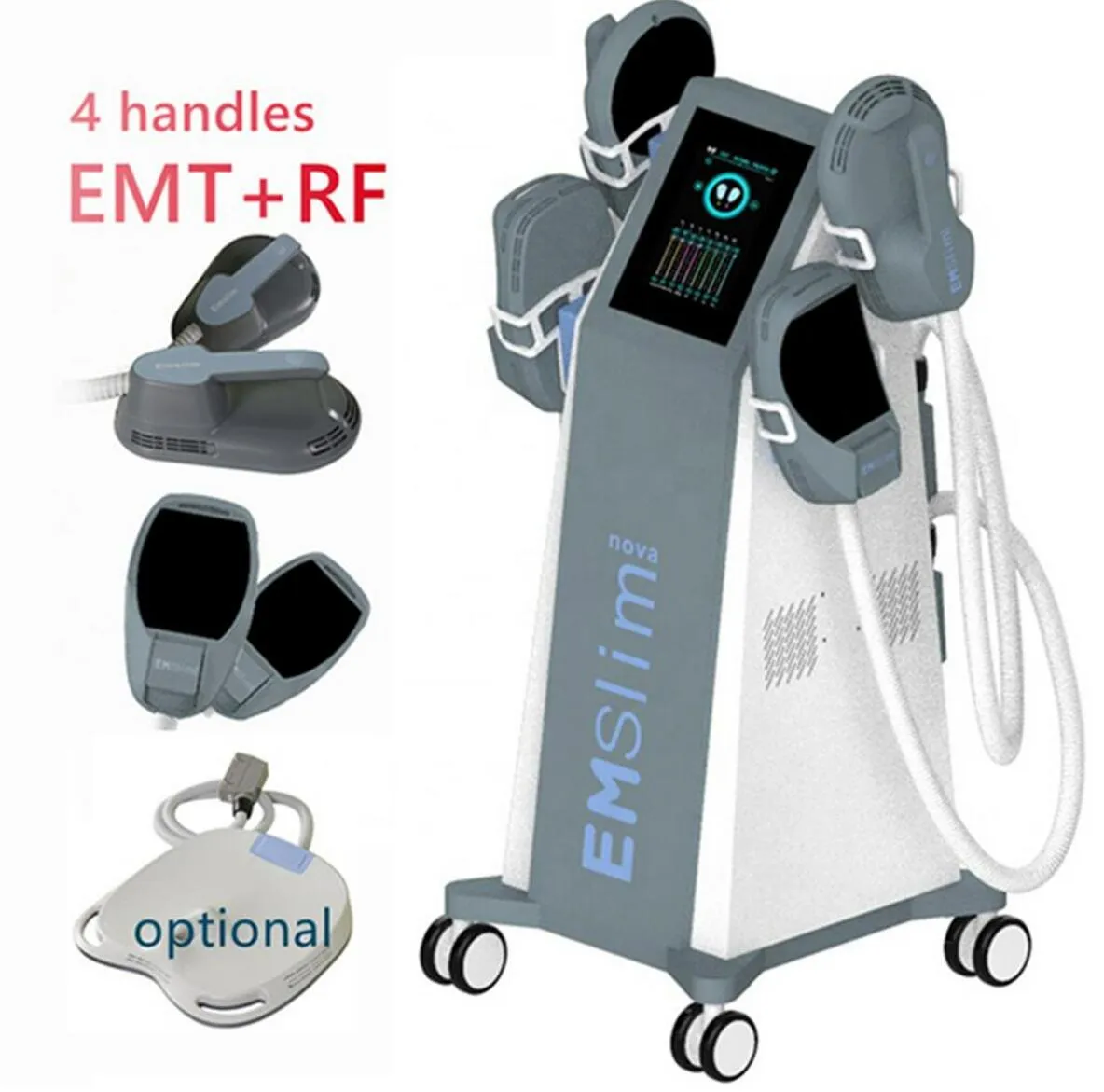 Alta Qualidade EmSlim RF Hi-EMT Máquina de emagrecimento Modelando EMS Electromagnético Muscle Stimulation Fat Burning Cellulite Remoção com RF e Equipamento de Almofada