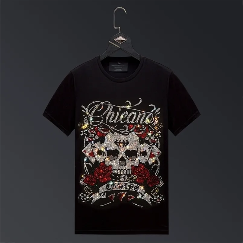 Skull S Koszulki Mężczyźni Marka Krótki Rękaw Moda Mężczyzna Streetwear O Neck Slim Modal Bawełniane Tshirts Plus Size 6XL 210716