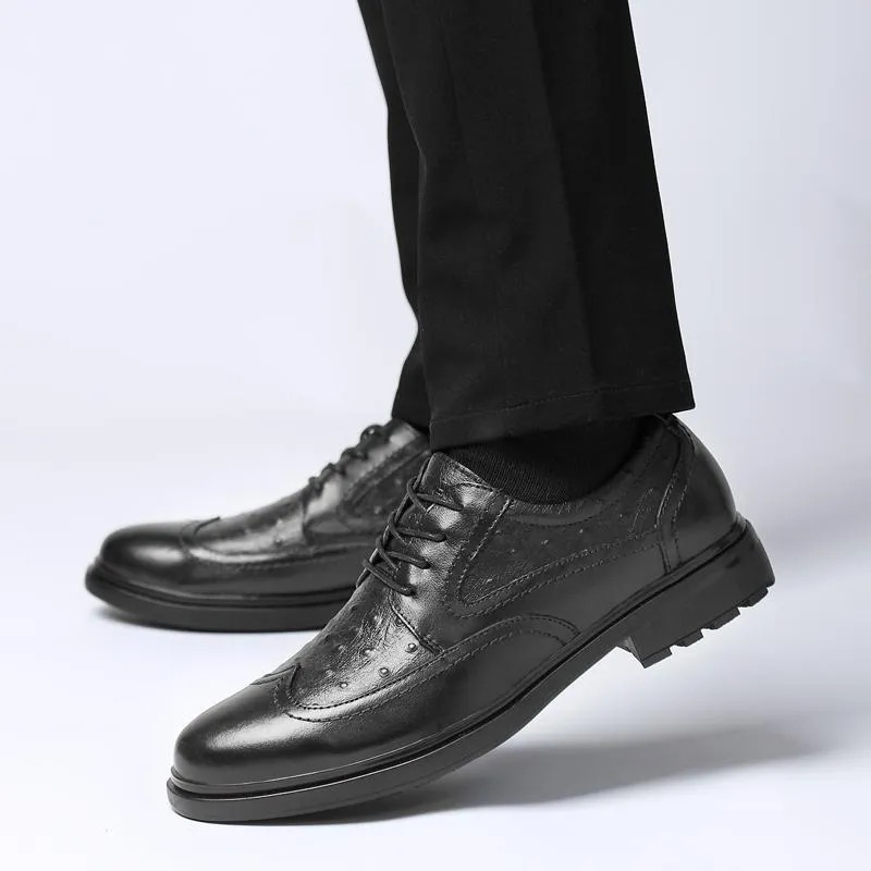 Hombres Zapatos de vestir Cuero genuino Oxofrds Oxfords de alta calidad Negro Fiesta Boda Pisos Negocios