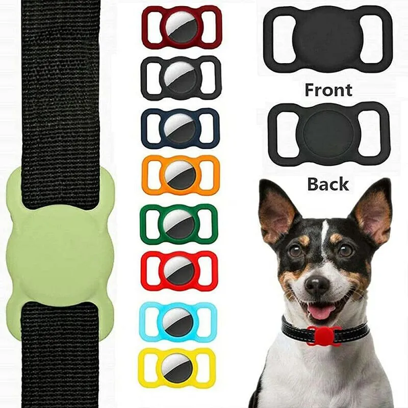 Pet Silicone Protective Case for Apple Airtag Dog Cat Collar Holder Compatible with Locator Tracker Anti-lost Device