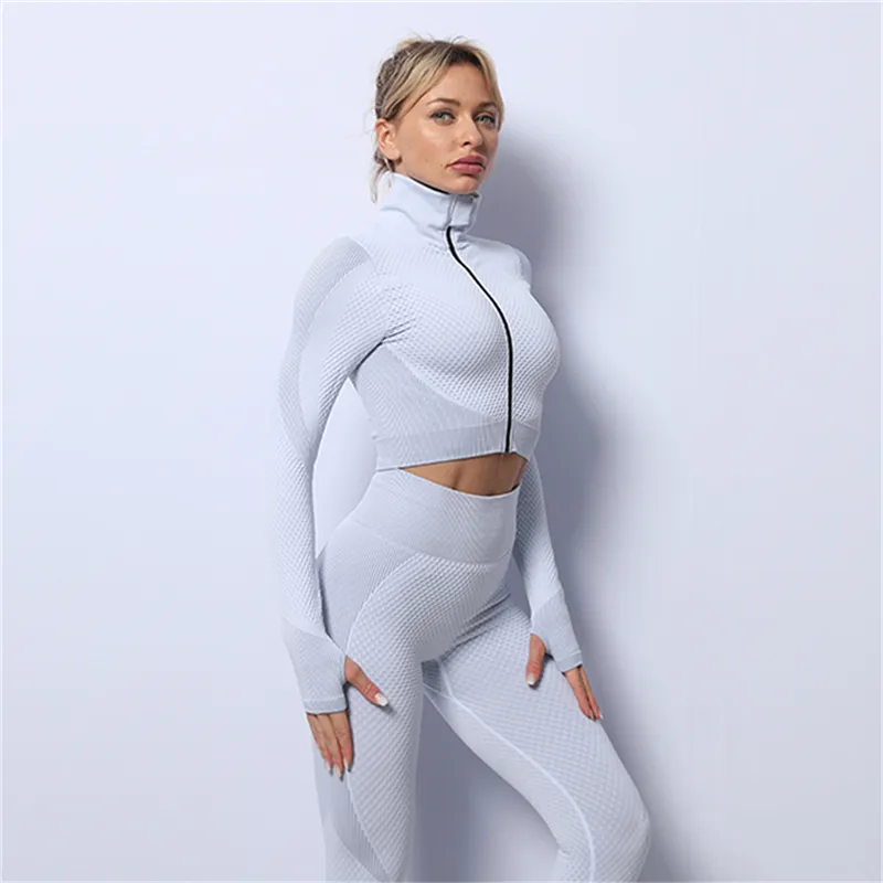 Seamless Yoga Outfit Set  For Women Long Sleeve Tracksuit For  Running, Gym, And Fitness Workouts Style #7346498 From S8yq, $25.97