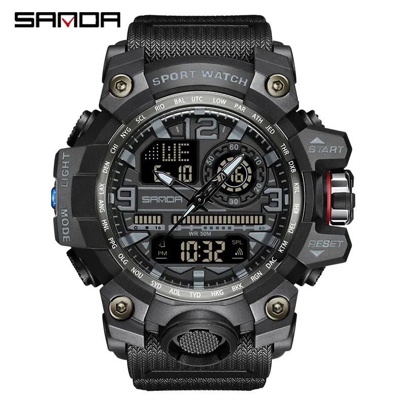 Oglądaj Waterproof Sports Watches Style Style Analogowe zegarki kwarcowe S-Shock