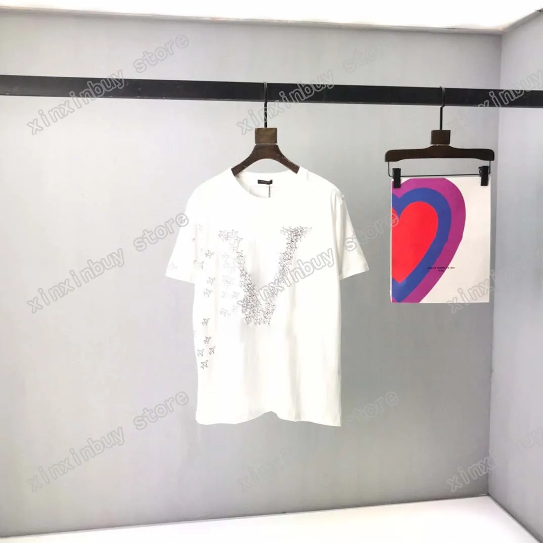 21ss herrtryckta t-shirts polos designer fragment flygplan brevtryck paris kläder herrskjortetikett Lös stil svart vit grå 05