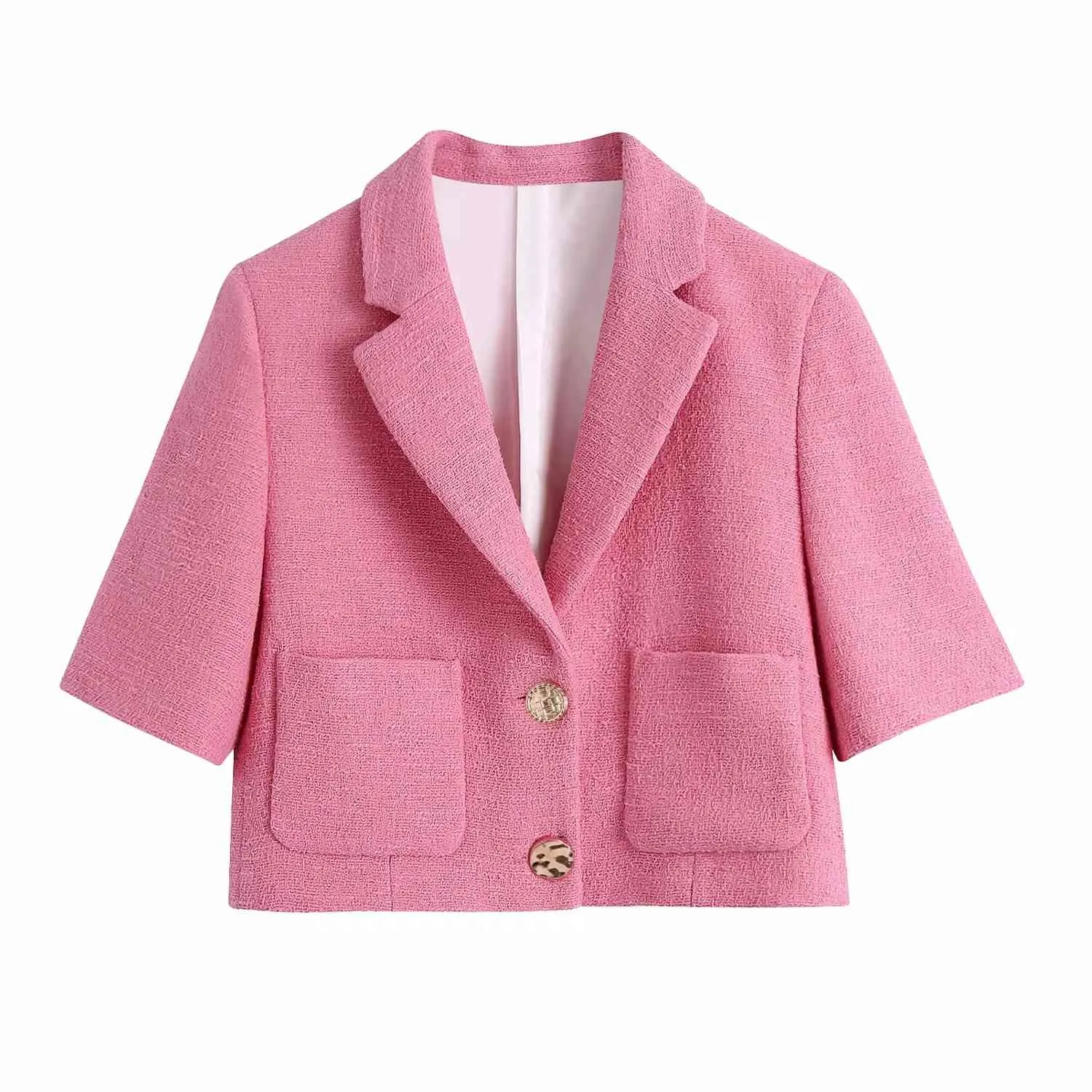 Blazer Tweed Femme Printemps Automne - Veste À Carreaux Classique Rose, Élégante Pour Travail Et Casual Avec Gland Et Boutons