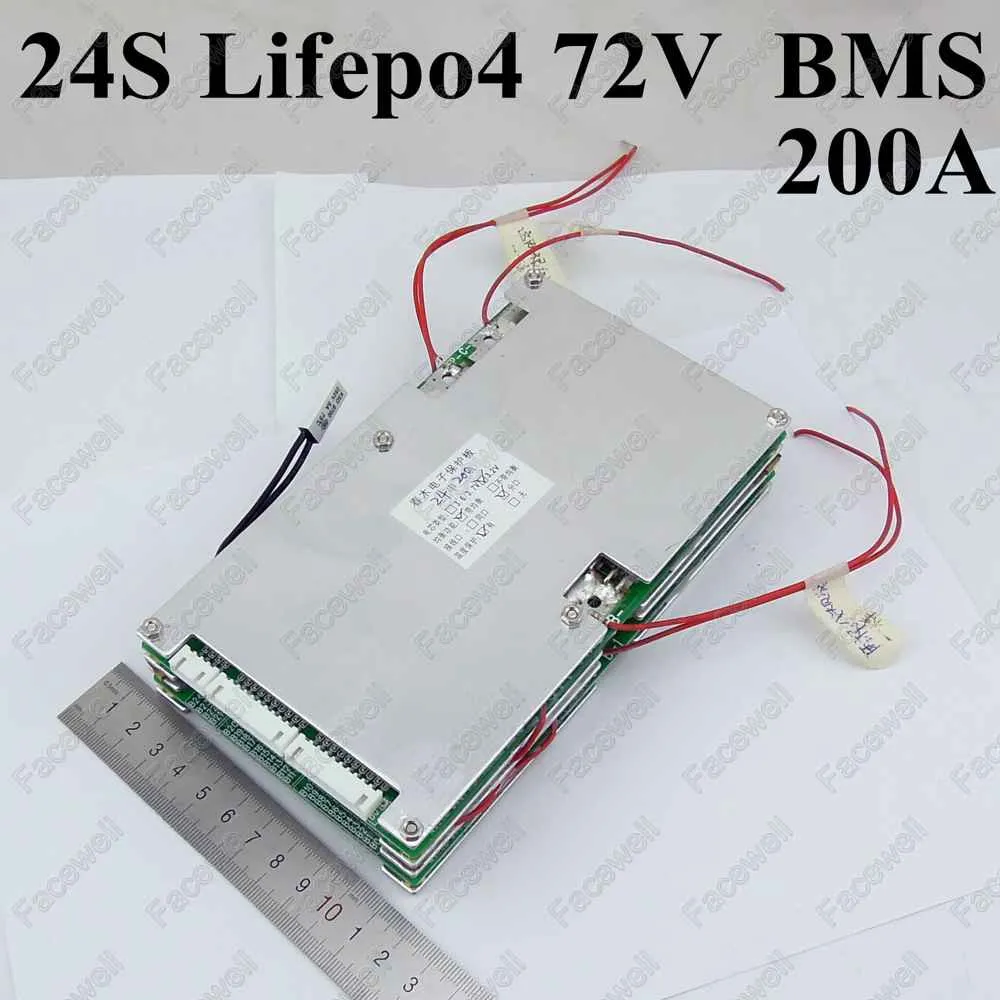 Högkvalitativ BMS 24S 72V LIFEPO4 Batteripaket 200A Stor nuvarande smart Protection Board Circuit för BMS 76.8V 87.6V