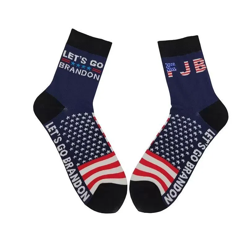 Lets Go Brandon Trump Socks 2024 American Election Party Supplies Funny Sock Men And Women Cotton Stockings New FY3551