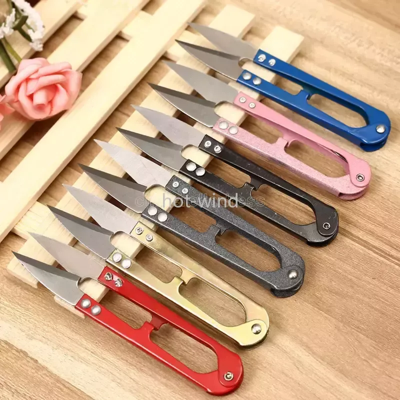 Multicolor Trimming Sewing Scissors Nippers U Shape Yarn Cutter Stainless Steel Embroidery Craft Scissors Multicolor Randomly Send EE