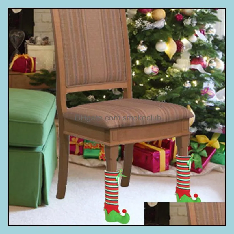 Décorations Fournitures de fête de fête Jardin Chuangda Commande Elf Chaussettes Chaise Pied ER Sac cadeau de bonbons Décoration de Noël 126 Drop Deliver