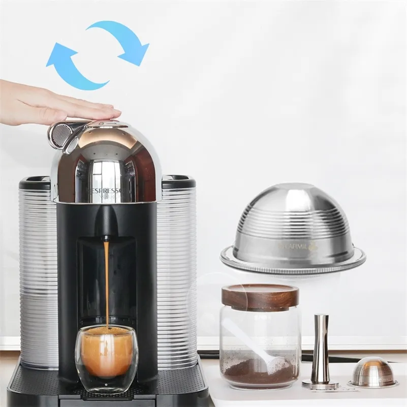 230 ml Vertuo Kaffefilter för Nespresso Vertuoline GCA1 ENV135 Refillerbar rostfritt stål Kaffekapsel POD 210712