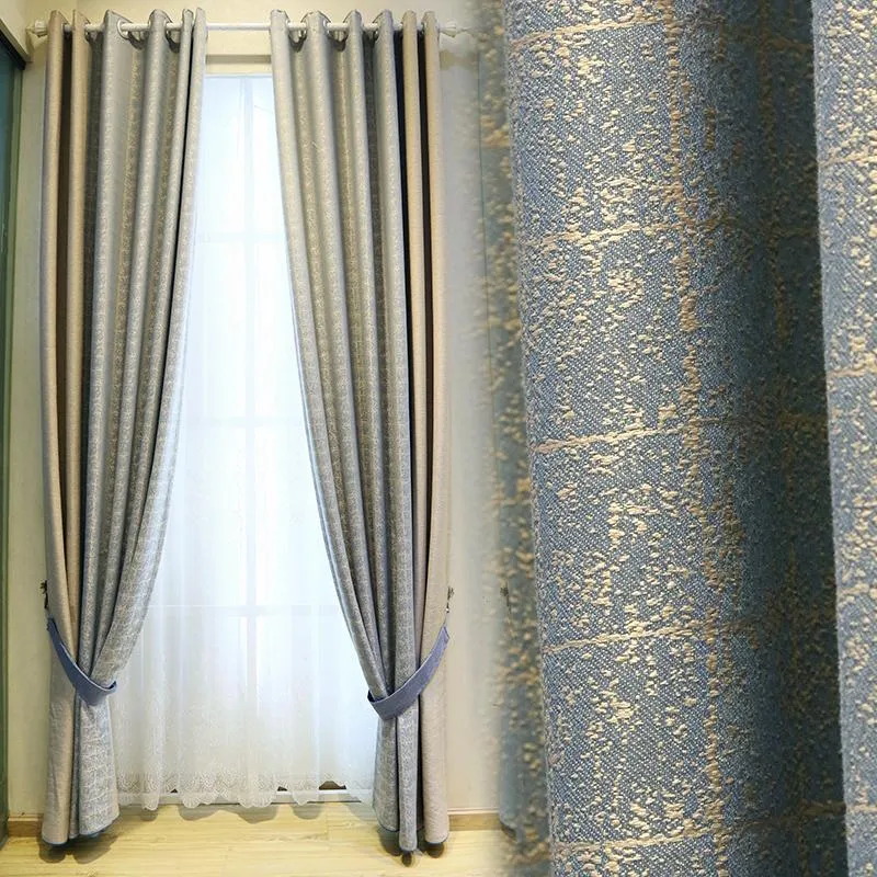 Benutzerdefinierte Vorhang Moderne Spleißen Nordic Wohnzimmer Schlafzimmer doppelseitige Dicke Jacquard Tuch Blackout Tüll Sheer M667 Vorhänge