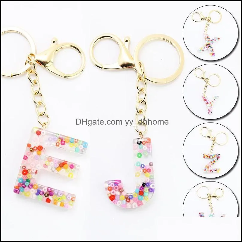 Keychains Cute Letter Pendant Resin Key Chains Rings For Women Car Acrylic Glitter Keyring Holder Charm Bag Couple Gifts