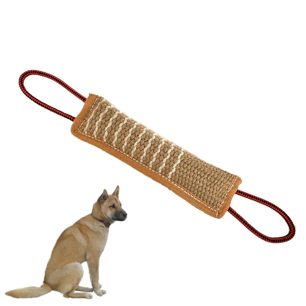 Jute Dog Training Obedience Dogs Biting Stick Pure Leather interactive molar trainings supplies German Shepherd Belgian Malinois Chew Toy