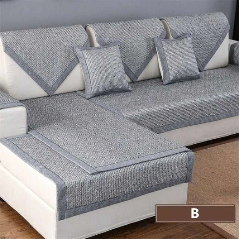 Copridivano in tessuto di lino in cotone Asciugamano per divano Copridivano tinta unita Coprisedile per soggiorno Asciugamano per divano ad angolo 211102