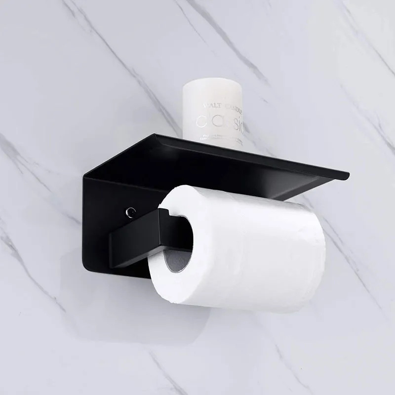 Handy Toilet Paper Holder With Shelf – Holds Your Phone Too! Wall Mounted, Stainless Steel