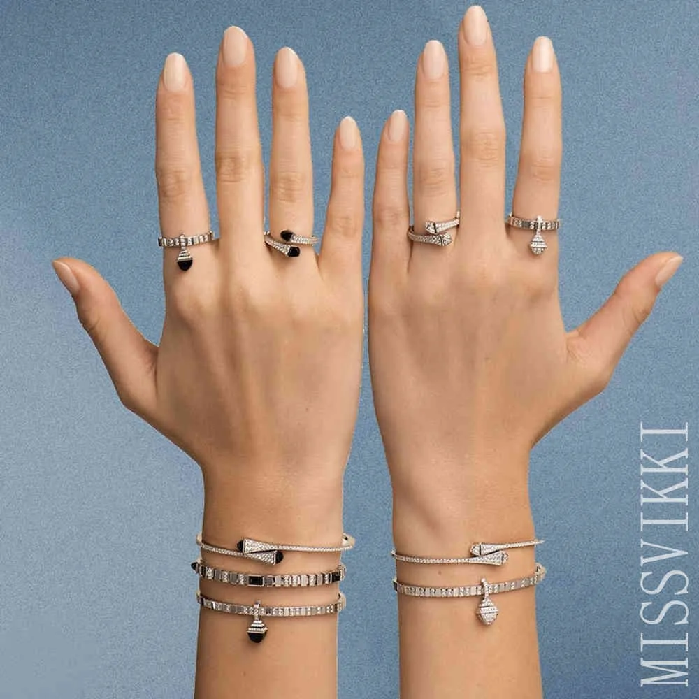 Missvikki Anello braccialetto impilabile cono 3D carino alla moda di lusso per le donne Set di gioielli da sposa Regalo perfetto di nozze di alta qualità