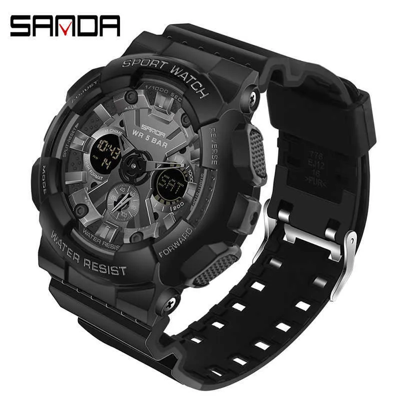 Relojes deportivos SANDA de marca de lujo para hombre, reloj militar LED Digital, relojes de pulsera electrónicos casuales de moda para hombre G1022