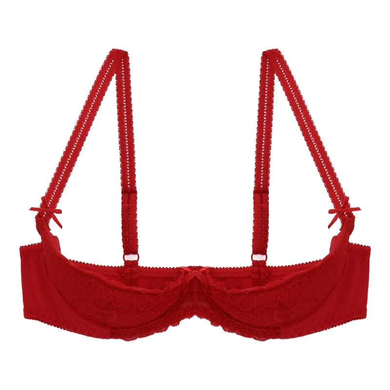 Bras Womens Lace Underwear Sexy Half Cup Bra Nipple Padded Tops Push Up  Underwire Lingerie Adjustable Strap Brassiere From Hongmaoxia, $26.81