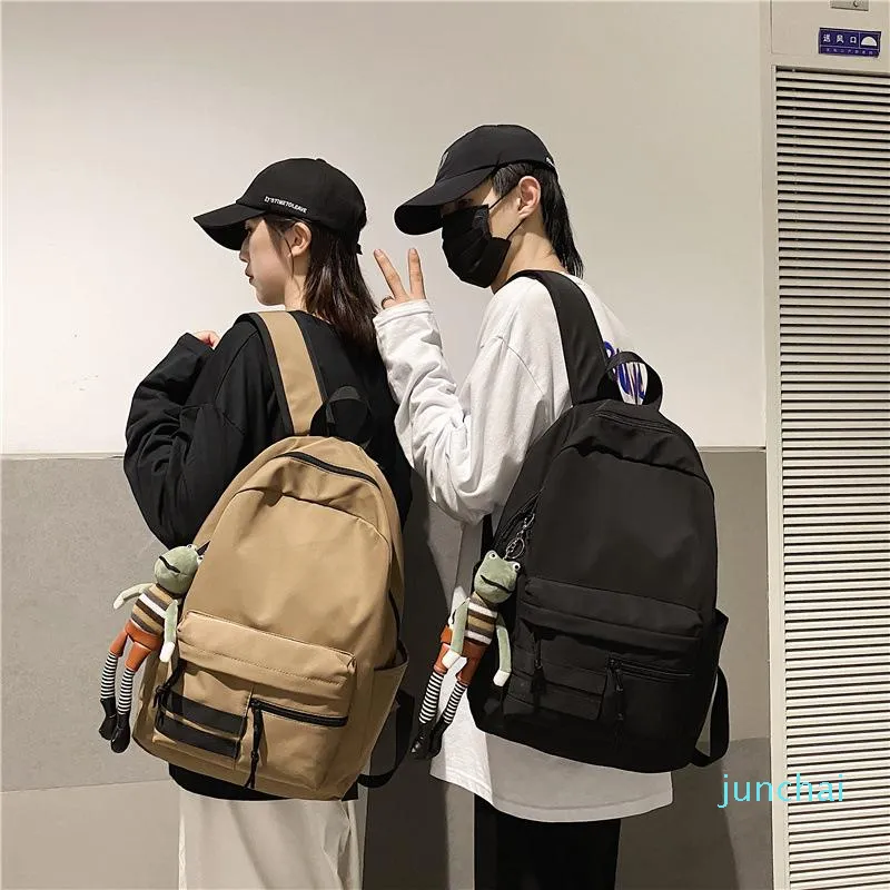 Designer-school tassen Koreaanse Unisex Rugzak Mode Schooltas Casual Grote Capaciteit voor Studenten Solid Women's Travel Bag 2021