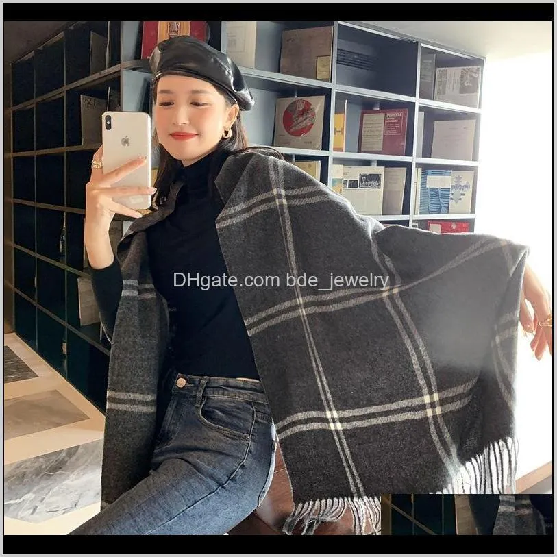 classic winter korean women`s versatile double face wool shawl autumn and bib scarves
