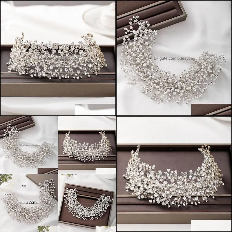 Other FORSEVEN Korea Fashion Silver Color Shining Crystal Headbands Hair Bands Women Girls Bride Noiva Wedding Veil Decorative Jewelry